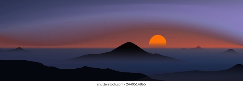 Beautiful view of mountains at sunset