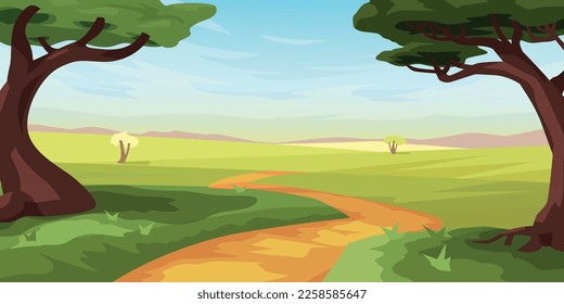 beautiful view on savannah landscape sunny day