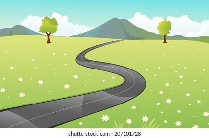 Beautiful view of the paved road