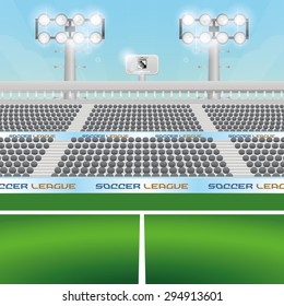 Beautiful view of a soccer stadium. Vector illustration