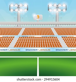 Beautiful view of a soccer stadium. Vector illustration