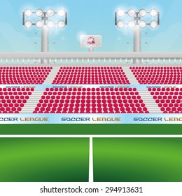 Beautiful view of a soccer stadium. Vector illustration