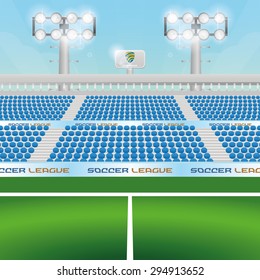 Beautiful view of a soccer stadium. Vector illustration