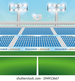 Beautiful view of a soccer stadium. Vector illustration