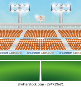 Beautiful view of a soccer stadium. Vector illustration
