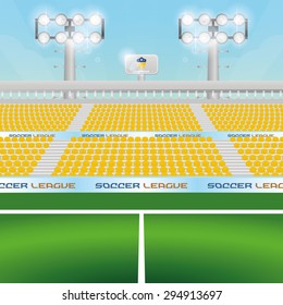 Beautiful view of a soccer stadium. Vector illustration
