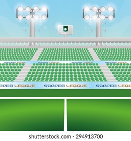Beautiful view of a soccer stadium. Vector illustration