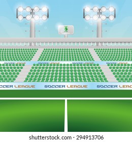 Beautiful view of a soccer stadium. Vector illustration