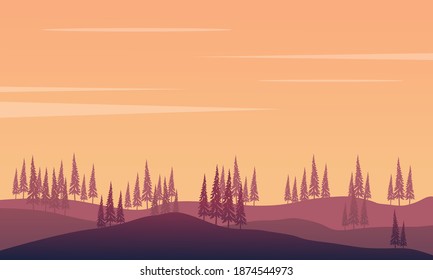 Beautiful view spruce on flat land in the afternoon. City vector