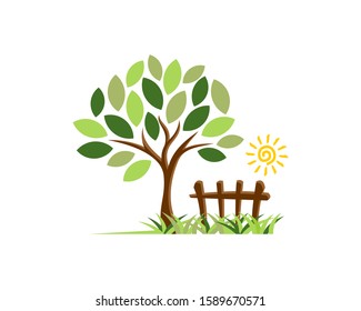beautiful village logo vector template