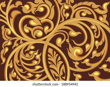 Beautiful vine pattern vector on a brown background