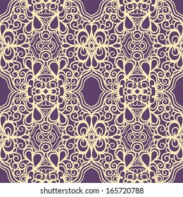 beautiful vintage abstract yellow pattern on a dark purple background. vector illustration 
