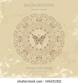 Beautiful vintage arabesque lace with butterfly vector eps 10