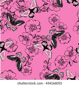 Beautiful Vintage Background with Butterflies 