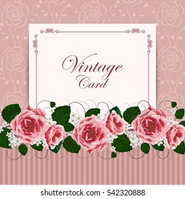 Beautiful vintage card with flowers. Vector illustration.
