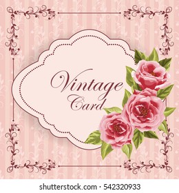 Beautiful Vintage Card Flowers Vector Illustration Stock Vector 