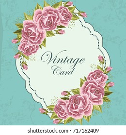 Beautiful vintage card with flowers. Vector illustration.
