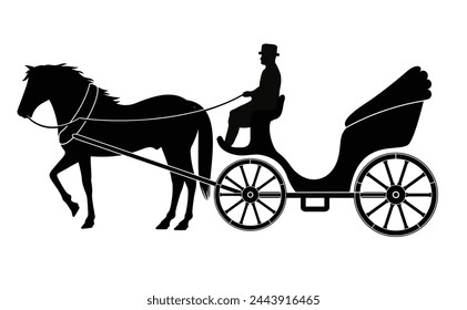 Beautiful vintage carriage with horse, vector illustration