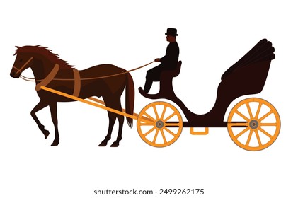Beautiful vintage carriage with horse, vector illustration
