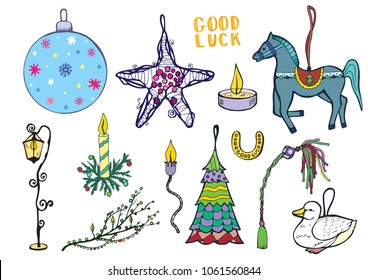 Beautiful Vintage Christmas decorative elements set. EPS vector file arranged in layers for easy editing.