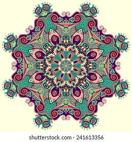 beautiful vintage circular pattern of arabesques, floral round, vector illustration