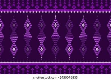 Beautiful vintage cross stitch traditional ethnic pattern.floral pixel art embroidery. Elegance background abstract Aztec beautiful seamless pattern for fabric,cloth,dress,carpet,curtain,sarong,batik.