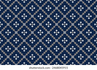 Beautiful vintage cross stitch traditional ethnic pattern.floral pixel art embroidery. Elegance background abstract Aztec beautiful seamless pattern for fabric,cloth,dress,carpet,curtain,sarong,batik.