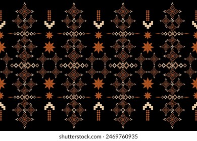 Beautiful vintage cross stitch traditional ethnic pattern.floral pixel art embroidery. Elegance background abstract Aztec beautiful seamless pattern for fabric,cloth,dress,carpet,curtain,sarong,batik.