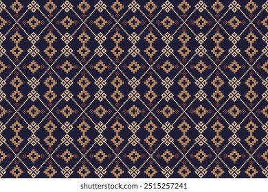 Beautiful vintage cross stitch traditional ethnic pattern.floral pixel art embroidery. Elegance background abstract Aztec beautiful seamless pattern for fabric,cloth,dress,carpet,curtain,sarong,batik.