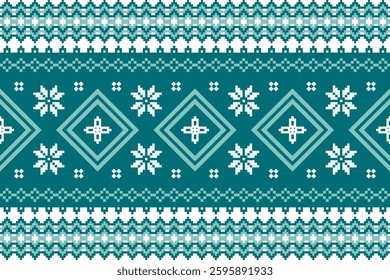 Beautiful vintage cross stitch traditional ethnic pattern.floral pixel art embroidery. Elegance background abstract Aztec beautiful seamless pattern for fabric,cloth,dress,carpet,curtain,sarong,batik.