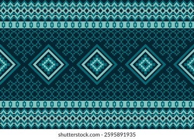 Beautiful vintage cross stitch traditional ethnic pattern.floral pixel art embroidery. Elegance background abstract Aztec beautiful seamless pattern for fabric,cloth,dress,carpet,curtain,sarong,batik.