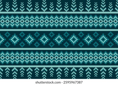 Beautiful vintage cross stitch traditional ethnic pattern.floral pixel art embroidery. Elegance background abstract Aztec beautiful seamless pattern for fabric,cloth,dress,carpet,curtain,sarong,batik.