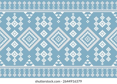 Bela vintage ponto de cruz tradicional padrão étnico.floral pixel arte bordado. Fundo bonito e padrão sem emenda para tecido, pano, vestido, tapete, cortina, sarong, batik.