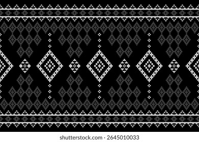 Beautiful vintage cross stitch traditional ethnic pattern.floral pixel art embroidery. Beautiful background and seamless pattern for fabric,cloth,dress,carpet,curtain,sarong,batik