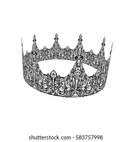 Beautiful vintage crown. Patterned old element. Symbol of power. Royal attribute. The symbol of the Board. A great item for your design.
