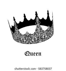 Beautiful vintage crown. Patterned old element. Symbol of power. Royal attribute. The symbol of the Board. A great item for your design.