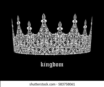 Beautiful vintage crown. Patterned old element. Symbol of power. Royal attribute. The symbol of the Board. A great item for your design.