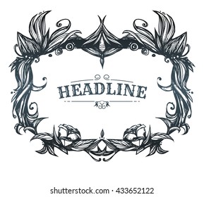 Beautiful vintage elegant frame. Beautiful graphic element for your design. 