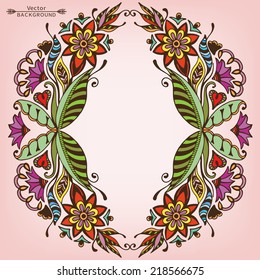 Beautiful vintage floral frame ornament, greeting or invitation card design, vector background