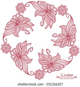 Beautiful vintage floral frame ornament, greeting or invitation card design, vector background