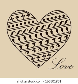 Beautiful vintage floral heart abstract design for celebration,wedding, Valentines.Eps10