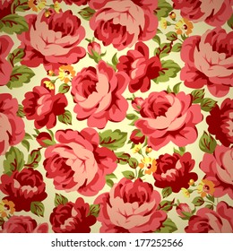 Beautiful Vintage floral pattern with red roses.