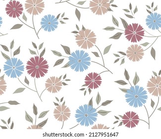 Beautiful vintage floral pattern. Floral seamless pattern on white background. Trendy seamless vector floral pattern.