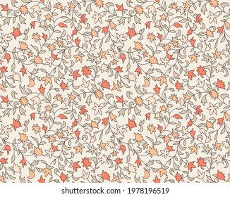 Beautiful Vintage Floral Pattern In Small Realistic Flowers