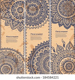 Beautiful vintage floral set of banners for your business