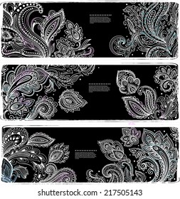 Beautiful vintage floral set of banners for your business