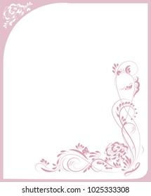 beautiful vintage flower pattern, pink on a white background