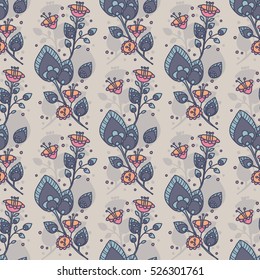 Beautiful vintage flower seamless pattern. Floral form from lines for backdrops design. Pattern can be used for wallpaper, web page background, surface textures and fabrics.