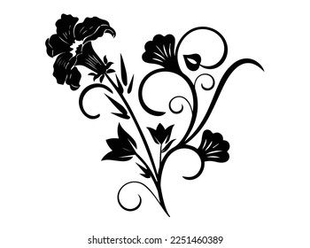 Beautiful vintage flowers, black and white flowers design vector art, flowers tree graphic design,