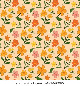 Beautiful vintage flowers seamless pattern 
